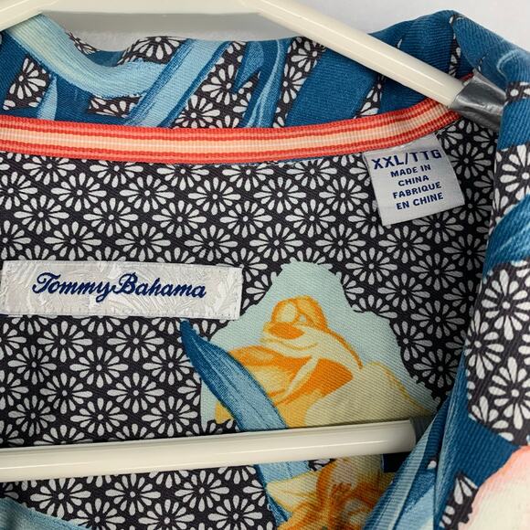 Tommy Bahama 100% Silk Tropical Print Short Sleeve Button Down Shirt Size XXL - Picture 7 of 15